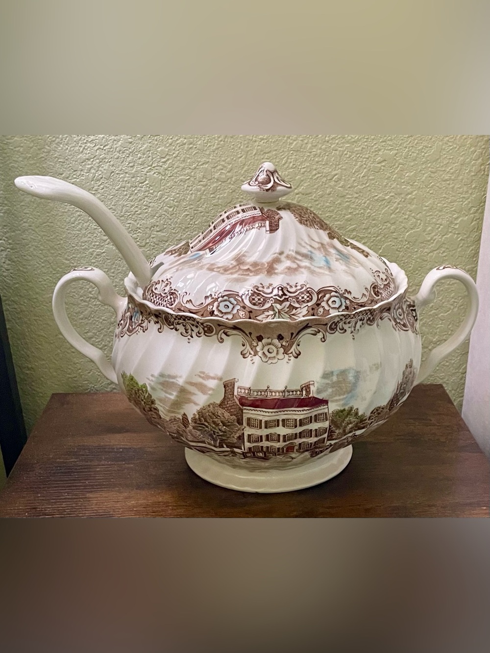 Vintage Johnson Brothers Heritage Hall Soup Tureen with Dome Lid & Ladle